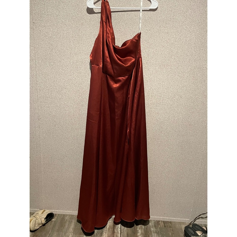 Celebrate DB Studio Bronze Copper One Shoulder‎ Maxi Dress Gown Size 16